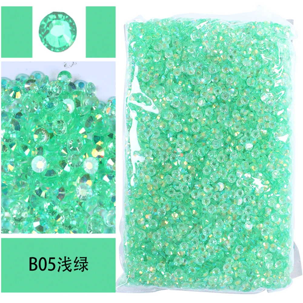 Bulk Wholesale Jelly Color AB Transparent AB 2mm,3mm,4mm,5mm,6mm Facets FlatBack Resin Rhinestone Nail Art Garment Decoration