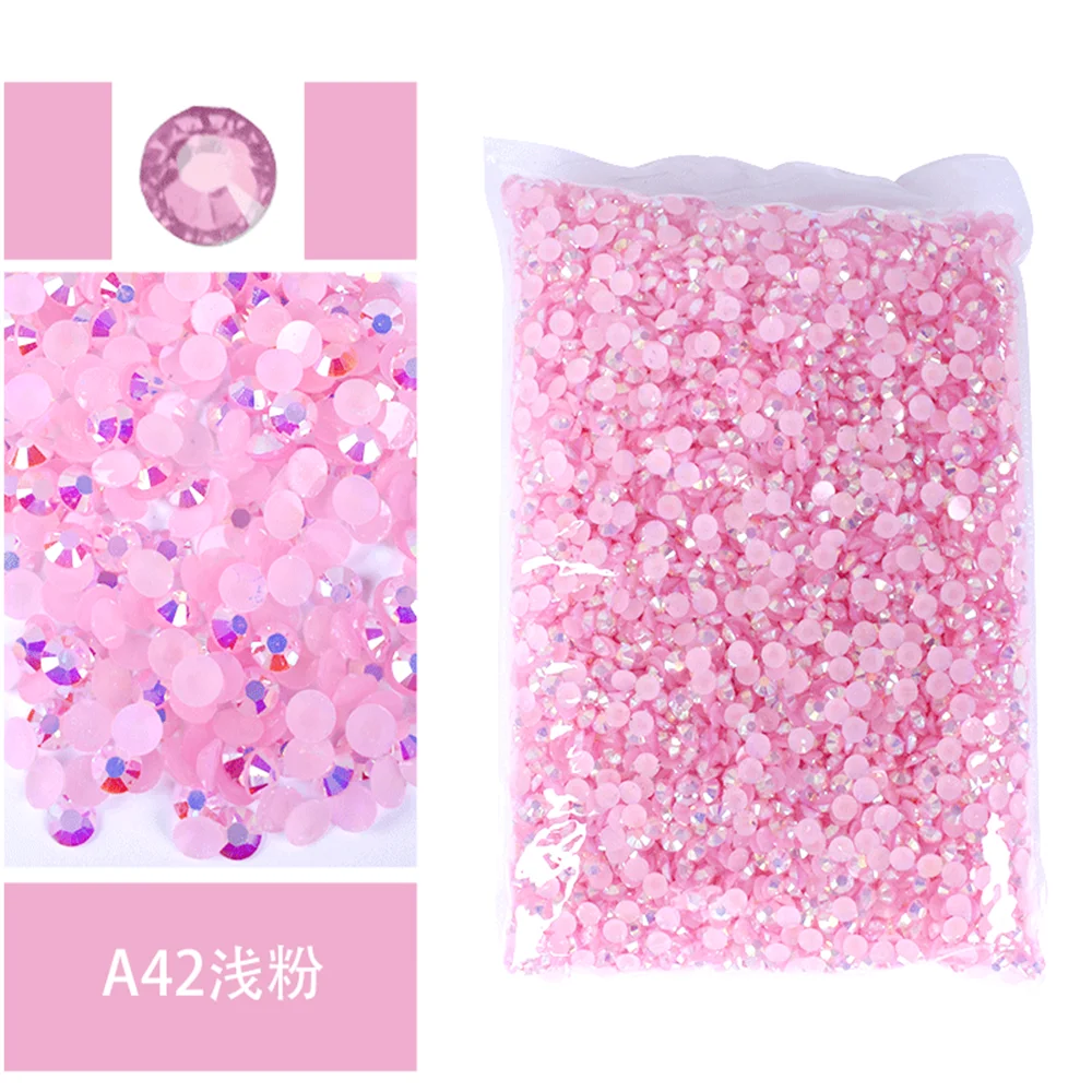 Bulk Wholesale Jelly Color AB Transparent AB 2mm,3mm,4mm,5mm,6mm Facets FlatBack Resin Rhinestone Nail Art Garment Decoration