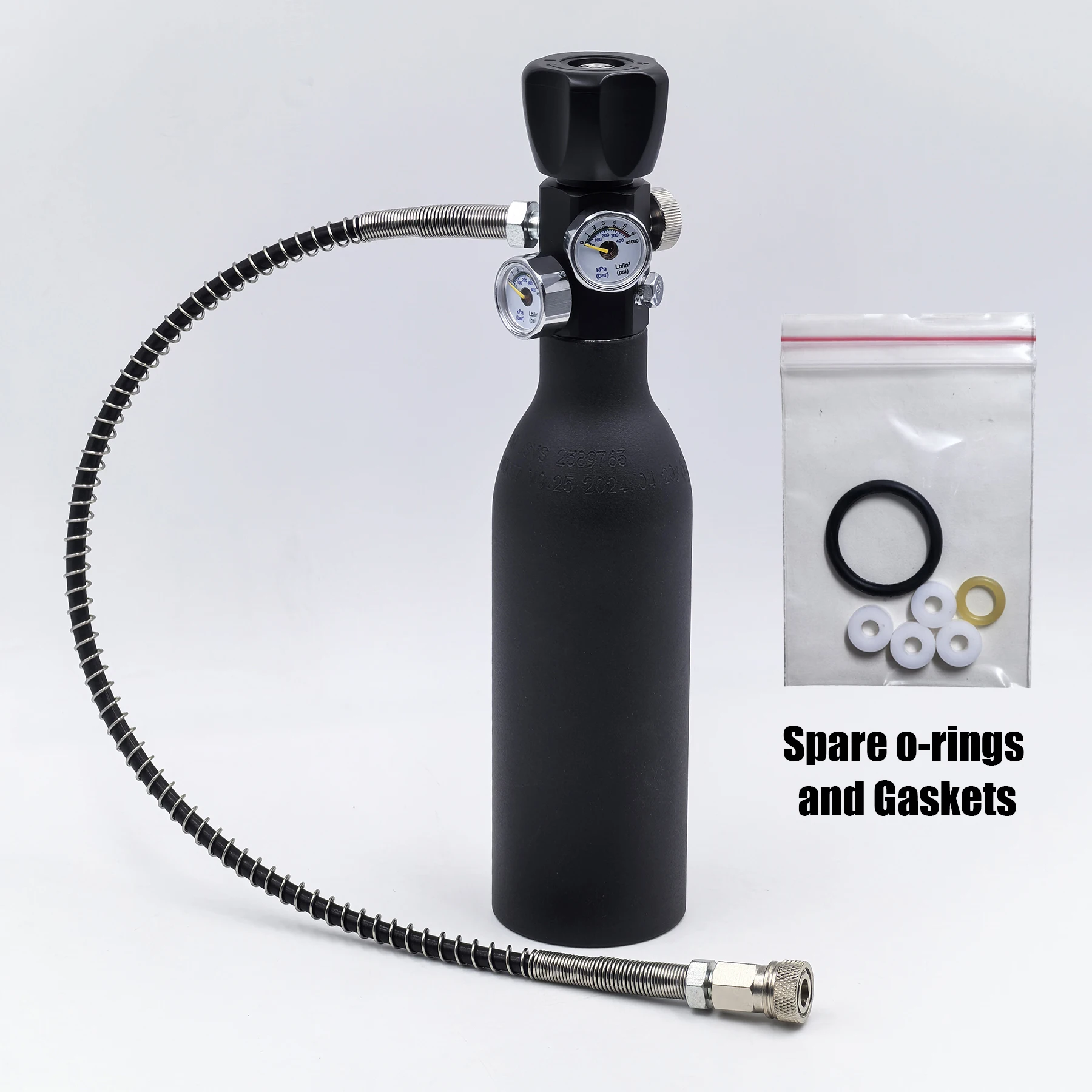High Pressure DIN Valve Adapter with Gauge Hose, Tank Fill Station Cylinder Refill Charging Valve, M18*1.5, 5/8