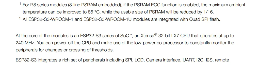 ESP32-S3-WROOM-1U Module, Built-in ESP32S3 Series Chip Wi-Fi+Bluetooth 5.0 Low Energy MCU Module Flash 2MB 8MB