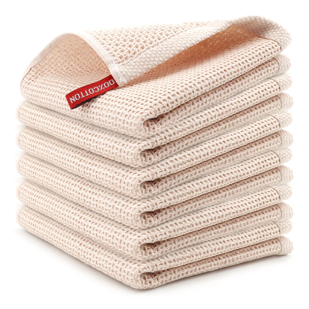 4/6Pcs Cotton Dishcloth Soft Absorbent Kitchen Towel Household Cleaning Cloth Kitchen Tools Gadgets Wash Cloth