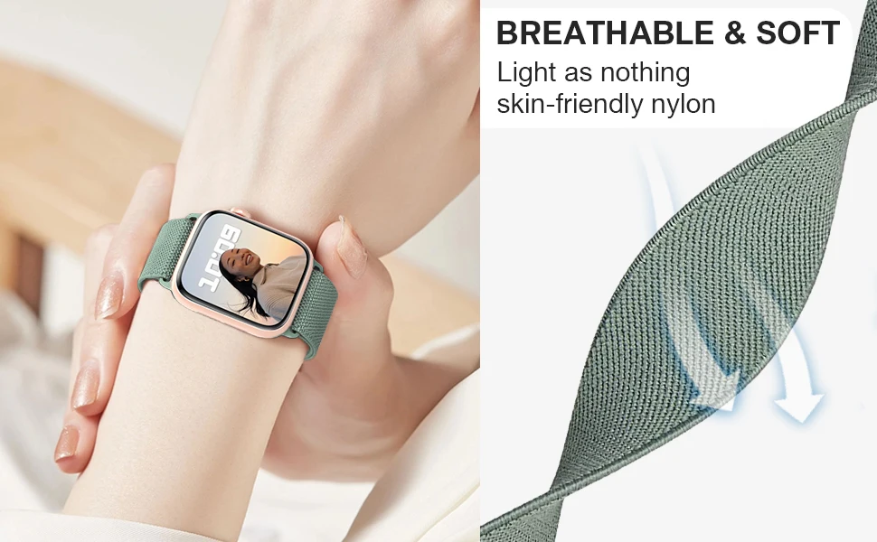 Nylon Loop Strap for Apple Watch 10 Band 46mm 42mm 45mm 44mm 41mm 40mm Adjustable Elastic Bracelet iWatch Series Ultra 9 8 SE 7