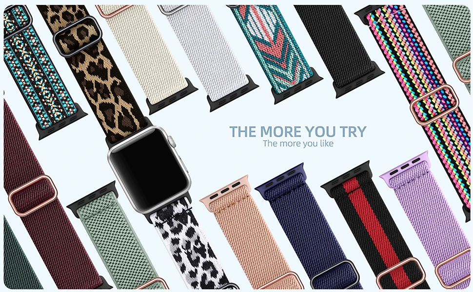 Nylon Loop Strap for Apple Watch 10 Band 46mm 42mm 45mm 44mm 41mm 40mm Adjustable Elastic Bracelet iWatch Series Ultra 9 8 SE 7
