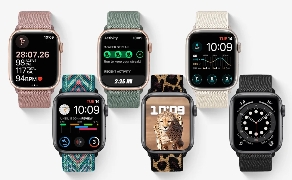 Nylon Loop Strap for Apple Watch 10 Band 46mm 42mm 45mm 44mm 41mm 40mm Adjustable Elastic Bracelet iWatch Series Ultra 9 8 SE 7