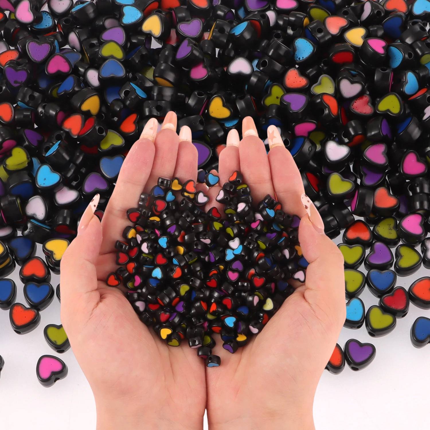 200pcs Mix Letter Acrylic Beads Round Flat Alphabet Spacer Bead and Elastic Cord For Jewelry Make Handmade Diy Bracelet Necklace