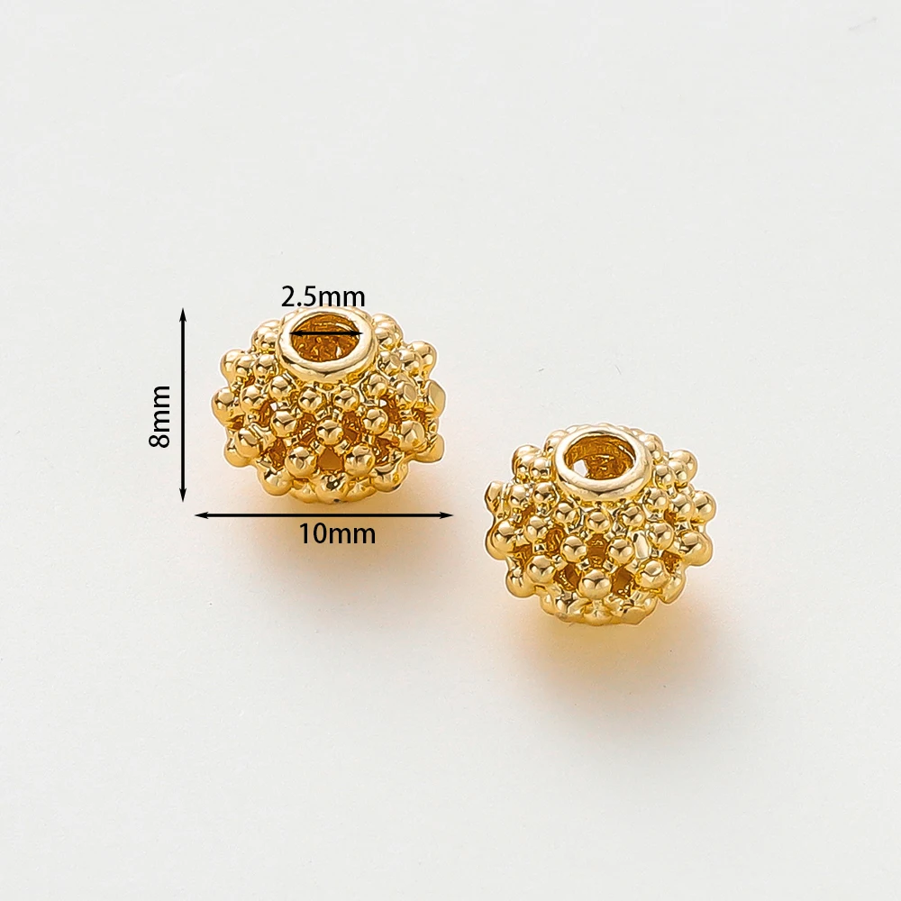 5Pcs Spacer Beads 10mm 18K Gold Silver Color Plated Brass Lantern Beads Loose for DIY Bracelet Chain Jewelry Making Accessories