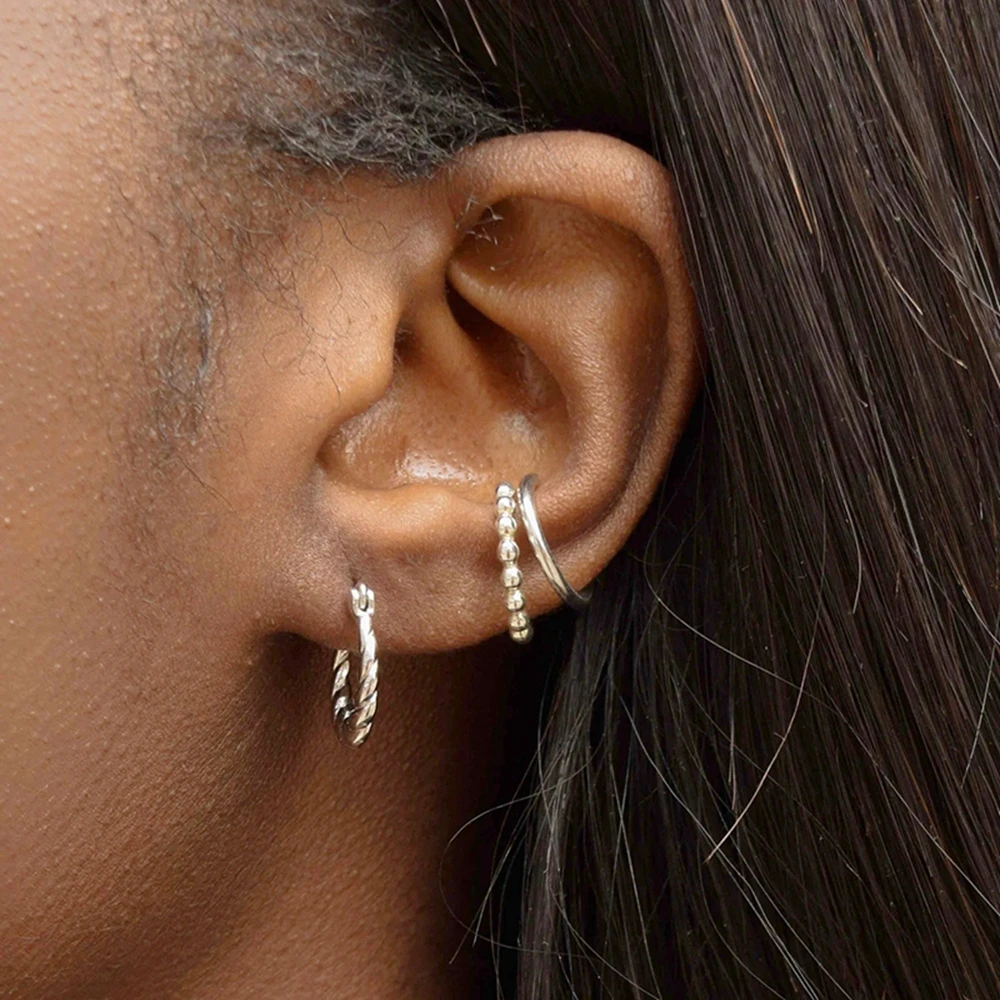 925 Sterling Silver Needle Fashion Small Hoop Earring for Women Mini Round Earrings Party Cartilage Piercing Jewelry Wholesale