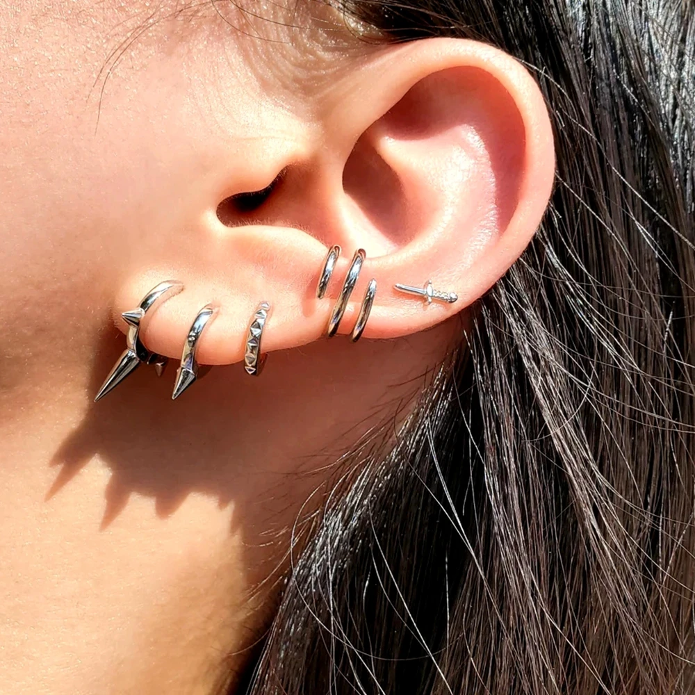 925 Sterling Silver Needle Fashion Small Hoop Earring for Women Mini Round Earrings Party Cartilage Piercing Jewelry Wholesale