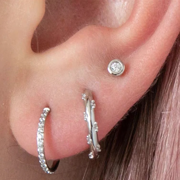 925 Sterling Silver Needle Fashion Small Hoop Earring for Women Mini Round Earrings Party Cartilage Piercing Jewelry Wholesale