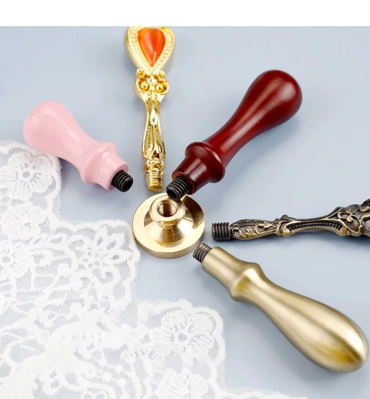Wax Seal Stamp DIY Handmade Art Tools Fire Paint Stamp Handle Antique Metal Sealing Rosewood Handle Wedding Invitations SB024