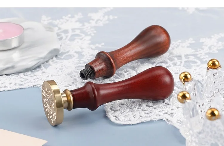 Wax Seal Stamp DIY Handmade Art Tools Fire Paint Stamp Handle Antique Metal Sealing Rosewood Handle Wedding Invitations SB024