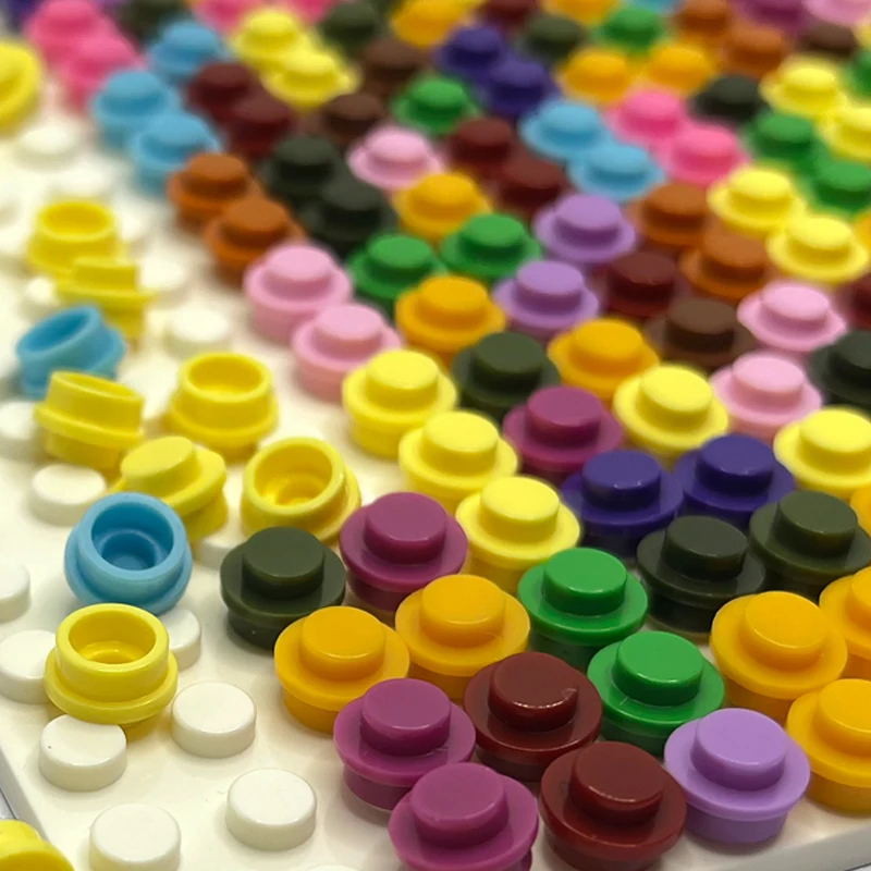 Round Plate 1x1 Building Block Parts Brick Mosaic Maker Toys Pixel Art Remix Painting 53+ Colors Compatible 4073/6141 930pcs/Lot