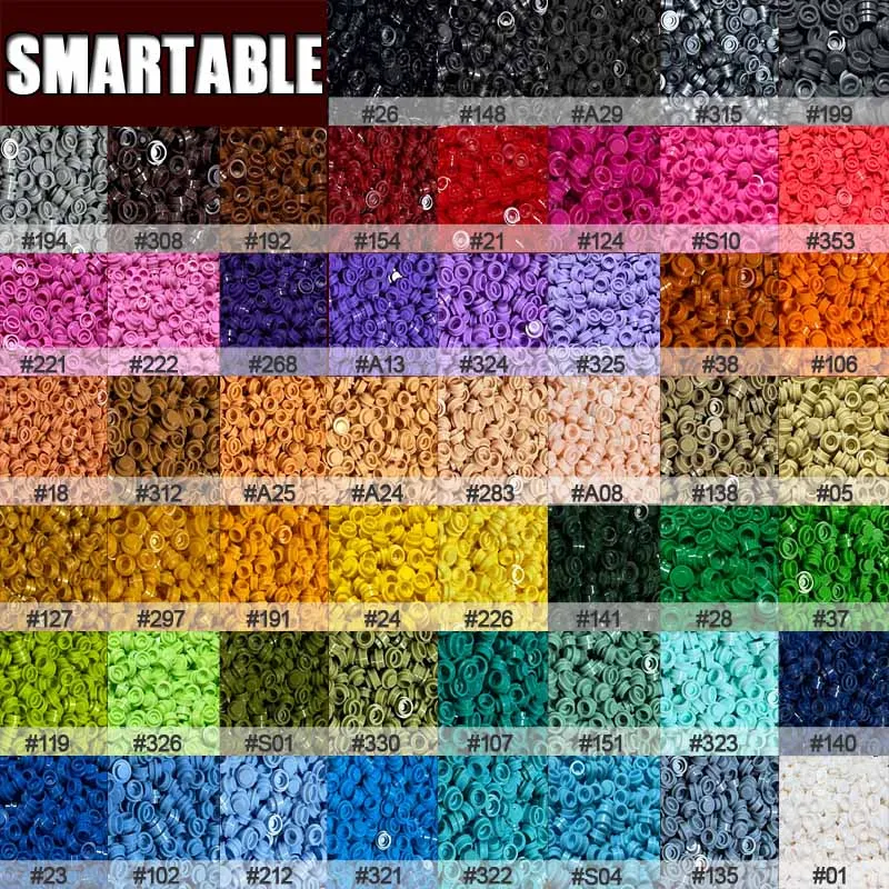Round Plate 1x1 Building Block Parts Brick Mosaic Maker Toys Pixel Art Remix Painting 53+ Colors Compatible 4073/6141 930pcs/Lot
