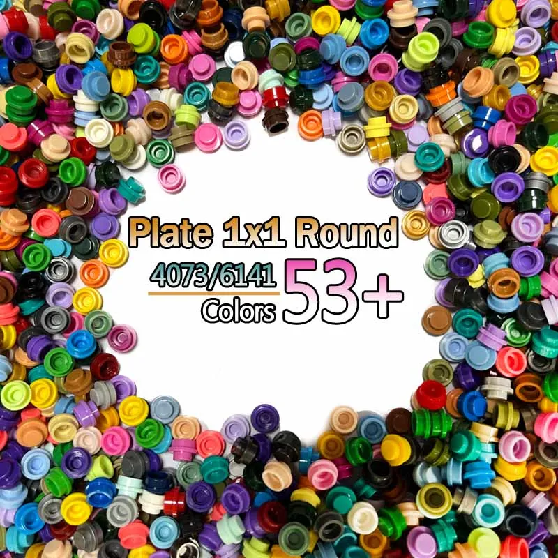 Round Plate 1x1 Building Block Parts Brick Mosaic Maker Toys Pixel Art Remix Painting 53+ Colors Compatible 4073/6141 930pcs/Lot