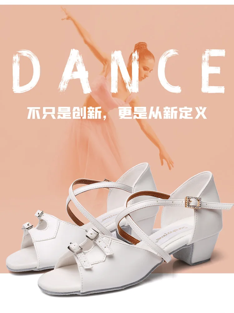 New Girls Ballroom Latin Dance Shoes Women Children's Dance Shoes Women Professional Child/Kids/Salsa Practice Shoes Sandal