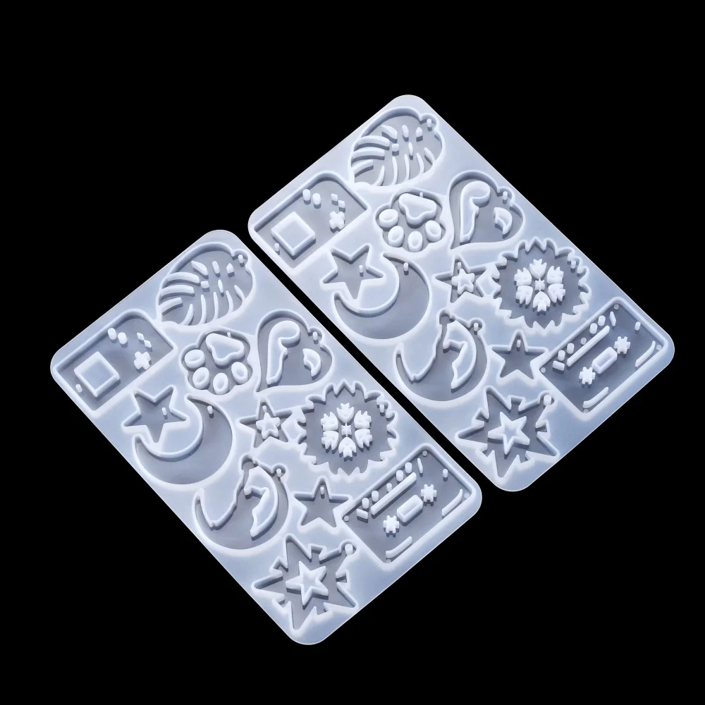 Earring Pendant Silicone Mold Epoxy Resin Jewelry Making Molds Heart Leaves Moon DIY Charms Pendant Mould Creative Jewelry Craft