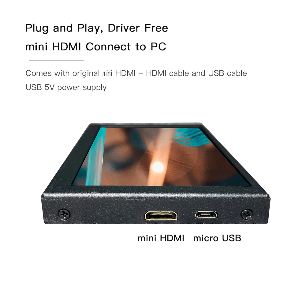 LESOWN 5 Inch Mini Monitor IPS 800x480 Small Portable Capacitive Touch Screen LCD Display Metal Cover for Windows Mac PC