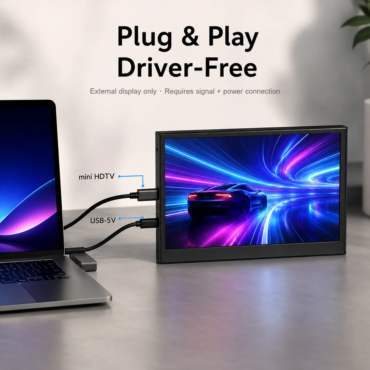 LESOWN 5 Inch Mini Monitor IPS 800x480 Small Portable Capacitive Touch Screen LCD Display Metal Cover for Windows Mac PC