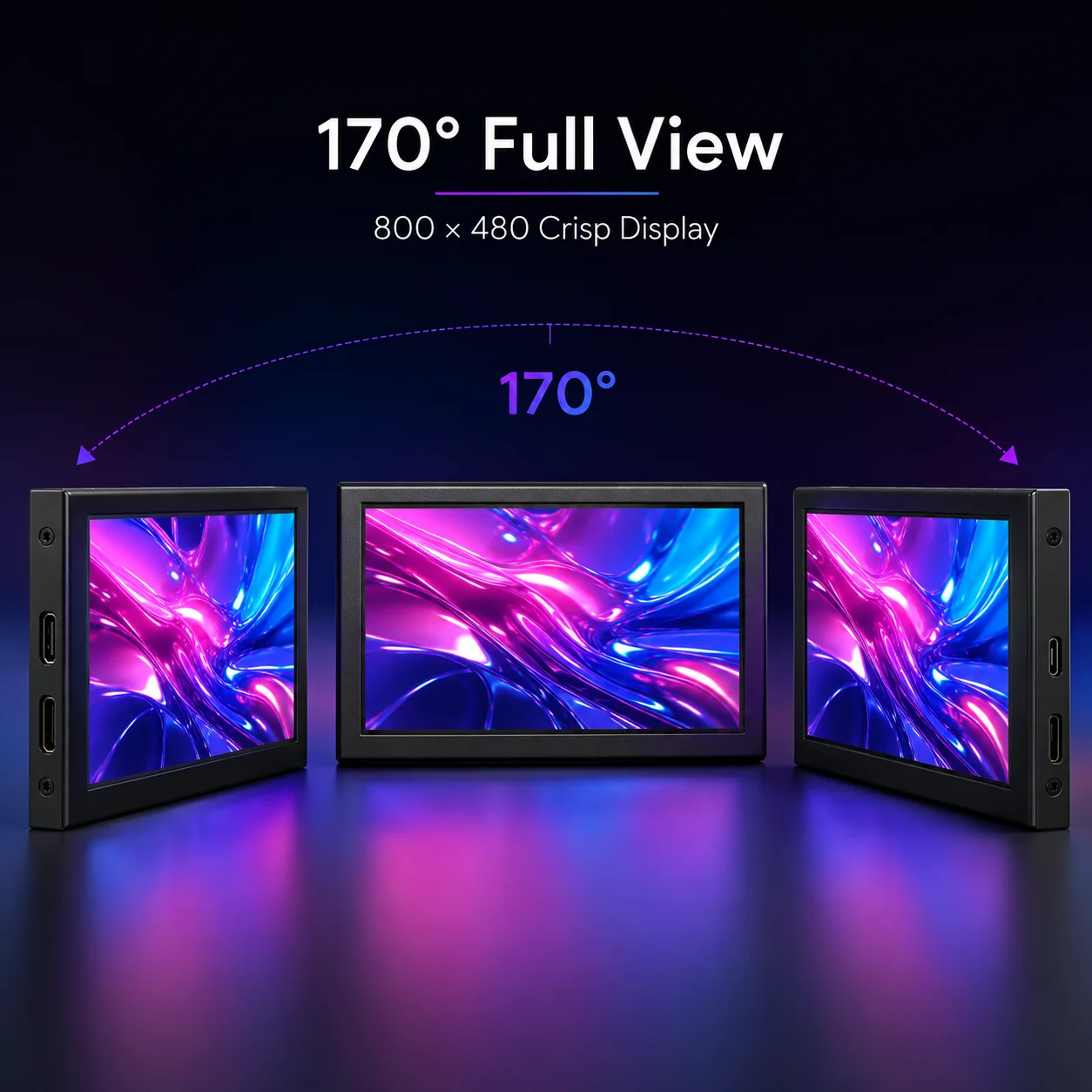 LESOWN 5 Inch Mini Monitor IPS 800x480 Small Portable Capacitive Touch Screen LCD Display Metal Cover for Windows Mac PC