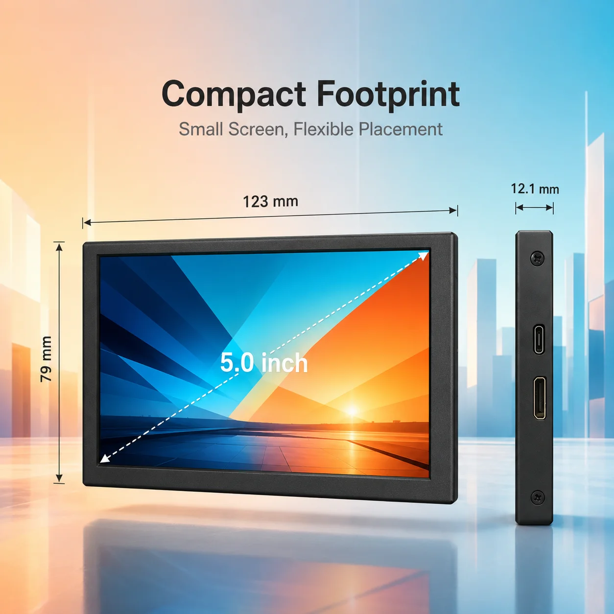 LESOWN 5 Inch Mini Monitor IPS 800x480 Small Portable Capacitive Touch Screen LCD Display Metal Cover for Windows Mac PC