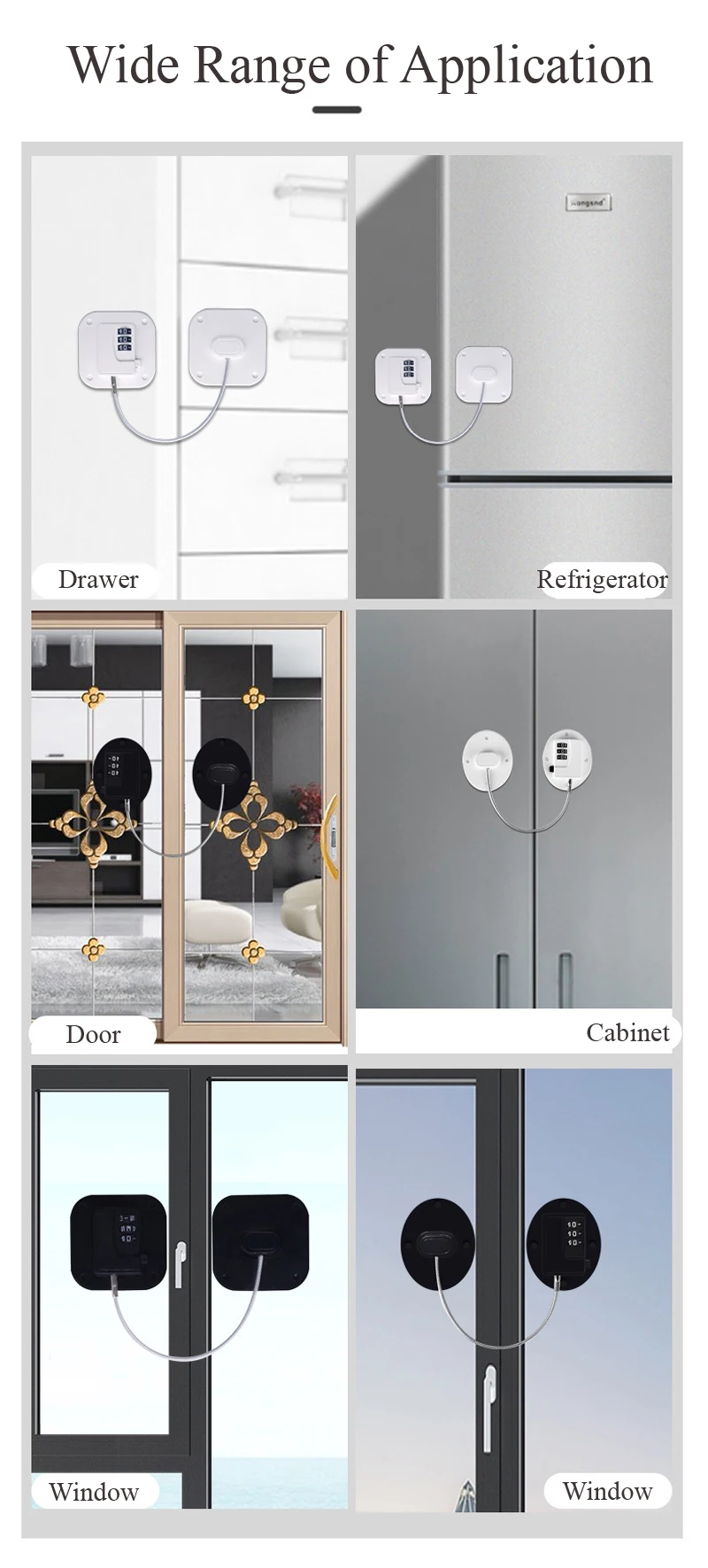 Password Baby Safety Lock Home Security Protection Window Door Lock Key Children Kids Baby Care Refrigerator Cabinet Lock Drawer