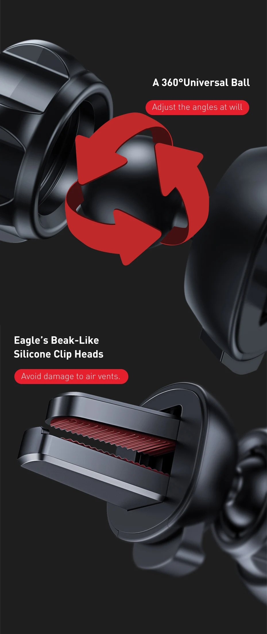 Baseus Car Phone Holder for Car Air Vent Mount Cell Phone Support Phone Holder Stand for iPhone Samsung Metal Gravity Phone Hold