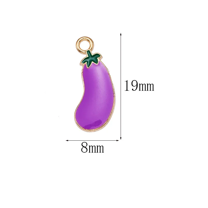 10Pcs 8x19mm Enamel Purple Eggplant Charms Pendant For DIY Jewelry Making Supplies Handmade Earrings Bracelets Accessories Craft