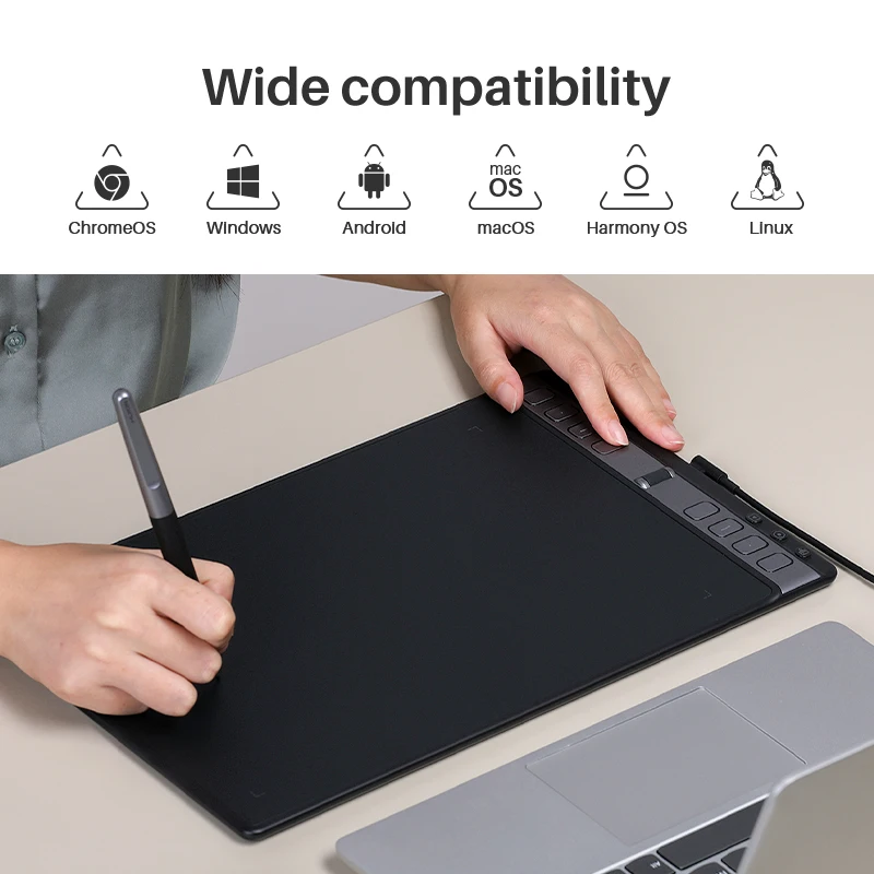 Huion Inspiroy 2 L 10.5x6.56 Inch Graphics Tablet Drawing H1061P PenTech3.0 Digital Stylus PW110 with Scroller 3 Group Keys