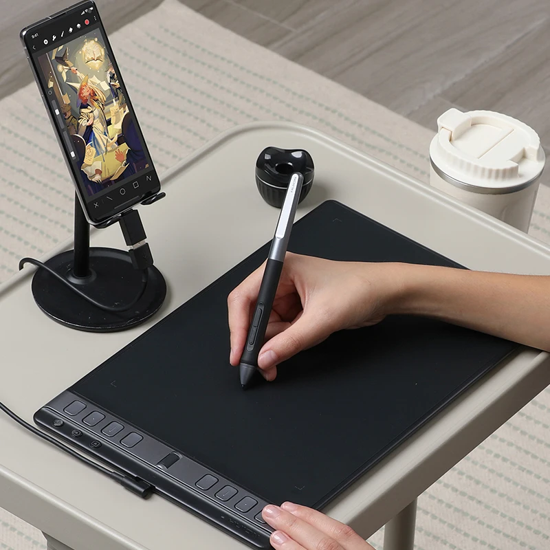 Huion Inspiroy 2 L 10.5x6.56 Inch Graphics Tablet Drawing H1061P PenTech3.0 Digital Stylus PW110 with Scroller 3 Group Keys