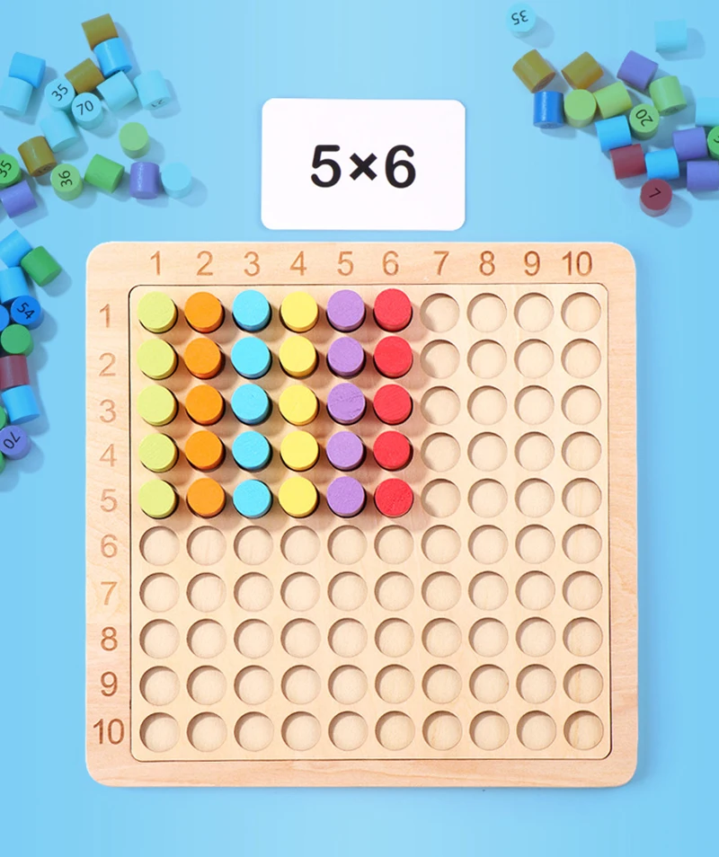 Montessori Educational Wooden Toys Children Baby Math Toys 99 Multiplication Table Math Arithmetic Teaching Aids for Kids Gifts