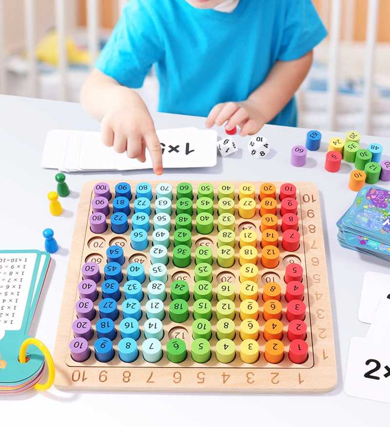 Montessori Educational Wooden Toys Children Baby Math Toys 99 Multiplication Table Math Arithmetic Teaching Aids for Kids Gifts