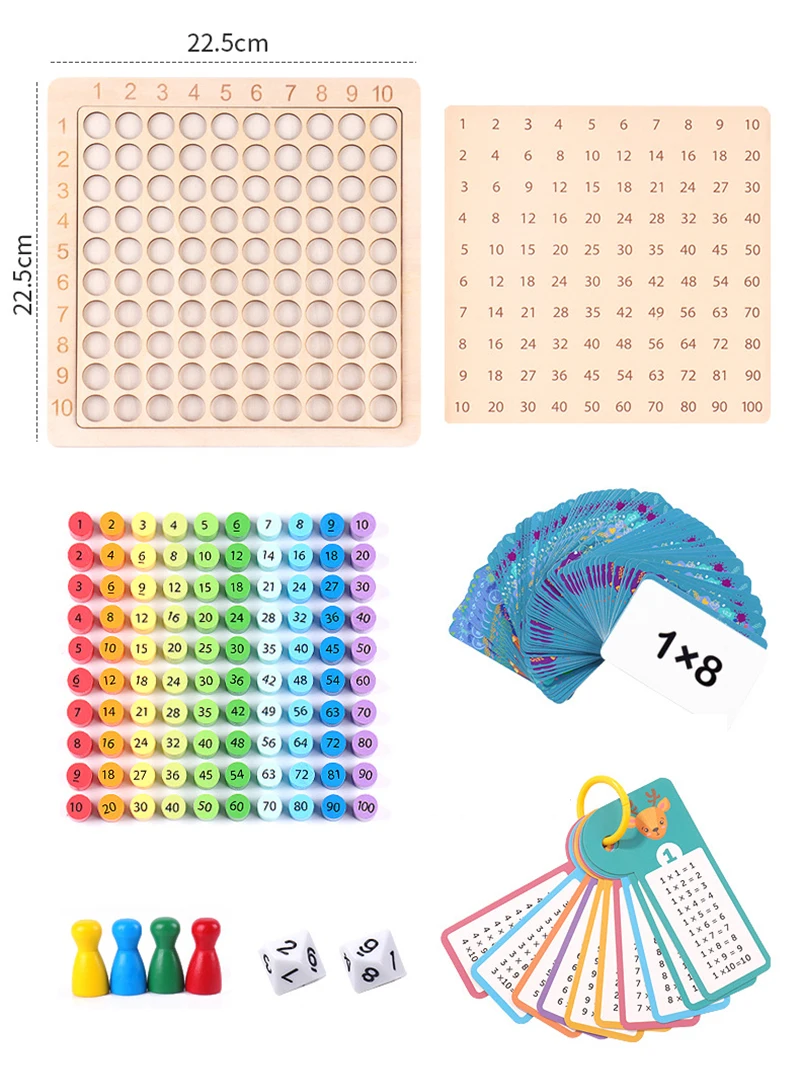 Montessori Educational Wooden Toys Children Baby Math Toys 99 Multiplication Table Math Arithmetic Teaching Aids for Kids Gifts