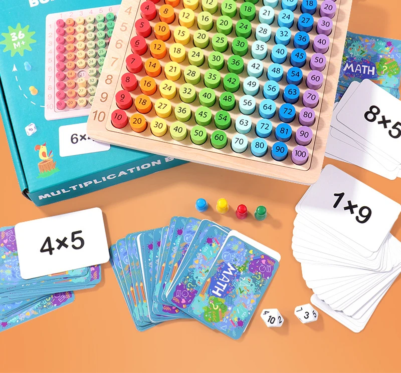 Montessori Educational Wooden Toys Children Baby Math Toys 99 Multiplication Table Math Arithmetic Teaching Aids for Kids Gifts