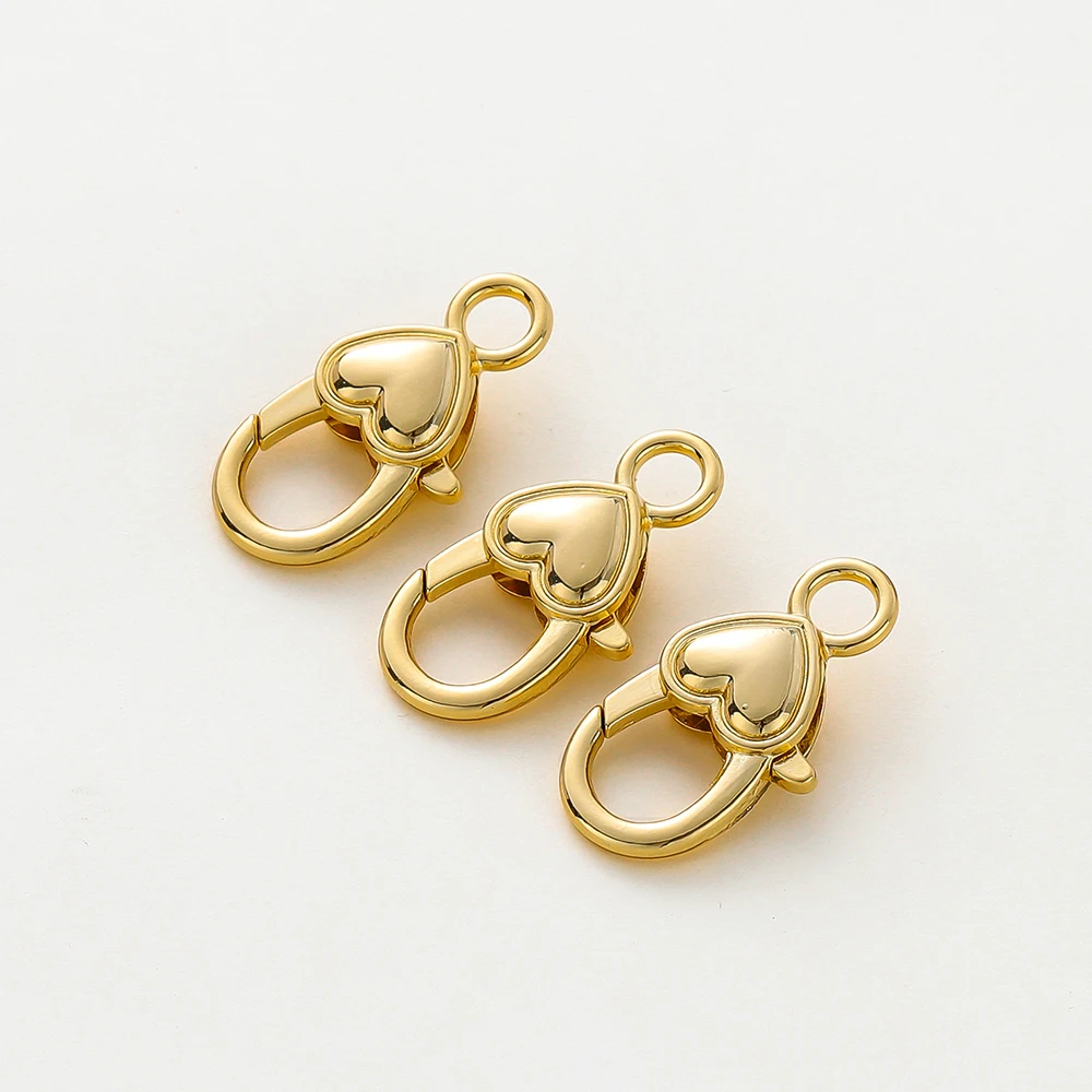 5pcs/lot14K 18K Gold Color Heart Lobster Clasps Connectors Charm Extender Clasps For DIY Necklace Jewelry Crafts Accessories