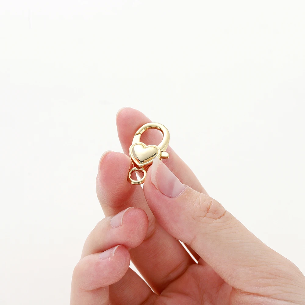 5pcs/lot14K 18K Gold Color Heart Lobster Clasps Connectors Charm Extender Clasps For DIY Necklace Jewelry Crafts Accessories