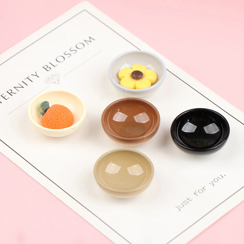 10pcs Dollhouse Miniature Bowl Dish Round Mini Cutlery Toy 1/12 Scale Doll House Kitchen Dinning Accessory