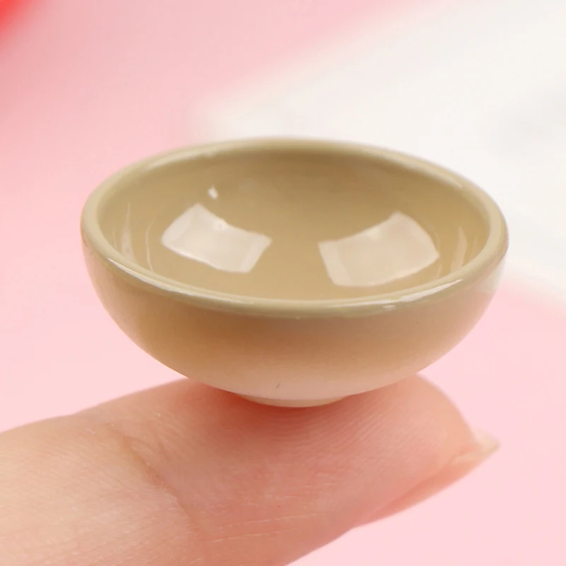 10pcs Dollhouse Miniature Bowl Dish Round Mini Cutlery Toy 1/12 Scale Doll House Kitchen Dinning Accessory