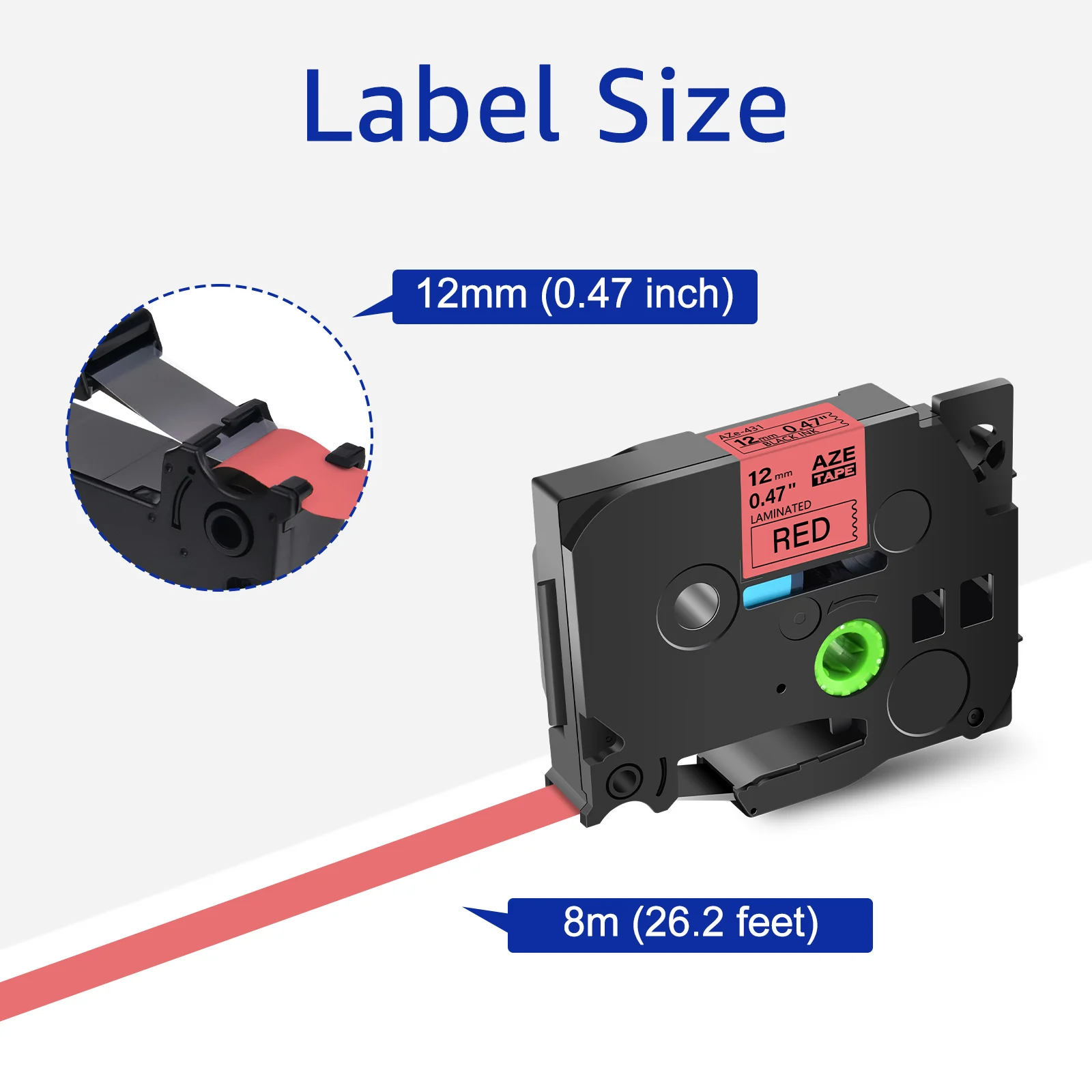 1PK Compatible for Brother TZE Tape 231 241 251 S231 Ribbons 6/9/12/18/24mm Laminated Tape for Brother P-touch Label Printer