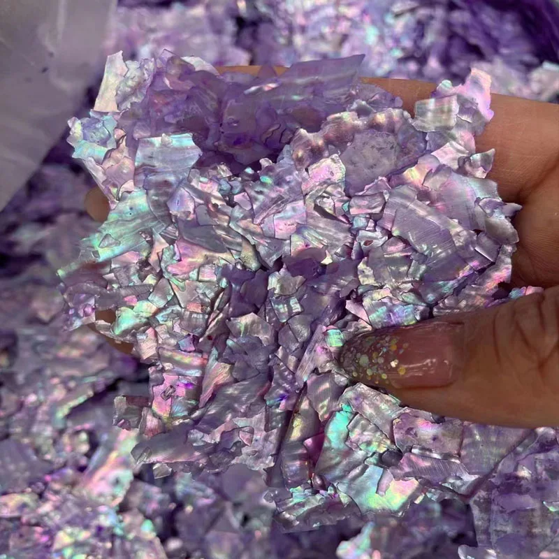 100g/Pack Nail Art Accessories Natural Abalone Shell Design Art Ornaments Irregular Holographic Nail Glitter Slices 3D Decals