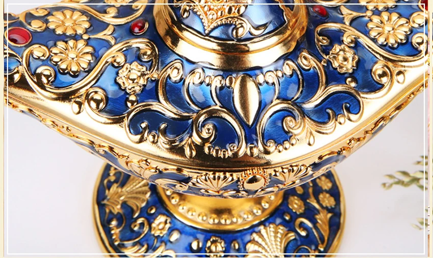 Large size Colorful Metal Genie Magic Lamp Retro Wishing Oil Lamp Pot Incense Burner Home Decor Collection Souvenir home decore