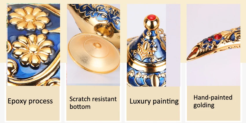 Large size Colorful Metal Genie Magic Lamp Retro Wishing Oil Lamp Pot Incense Burner Home Decor Collection Souvenir home decore