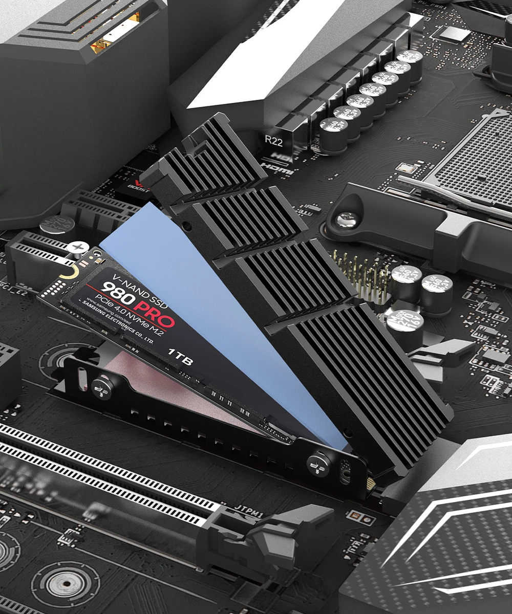 JEYI Cooler II 2280 SSD Heatsink M.2 NVME Radiator Magnesium Aluminum Alloy PC Efficient Radiator with Thermal Silicone Pad