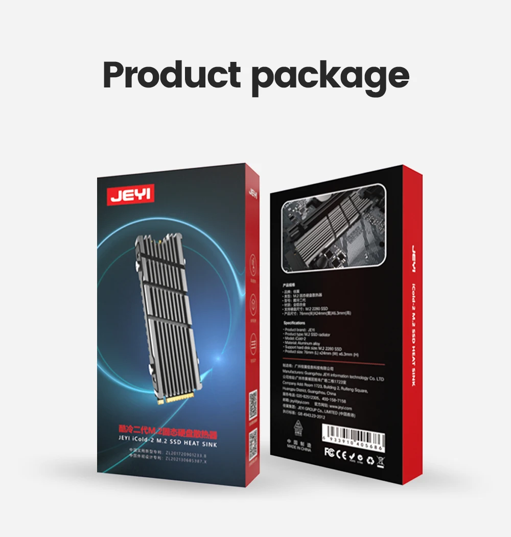 JEYI Cooler II 2280 SSD Heatsink M.2 NVME Radiator Magnesium Aluminum Alloy PC Efficient Radiator with Thermal Silicone Pad