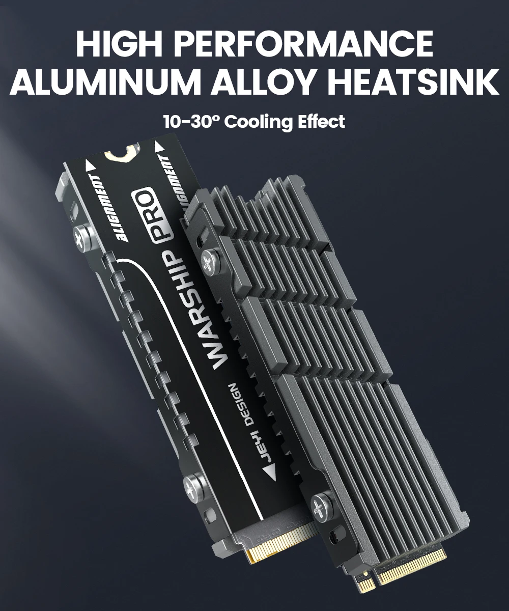 JEYI Cooler II 2280 SSD Heatsink M.2 NVME Radiator Magnesium Aluminum Alloy PC Efficient Radiator with Thermal Silicone Pad