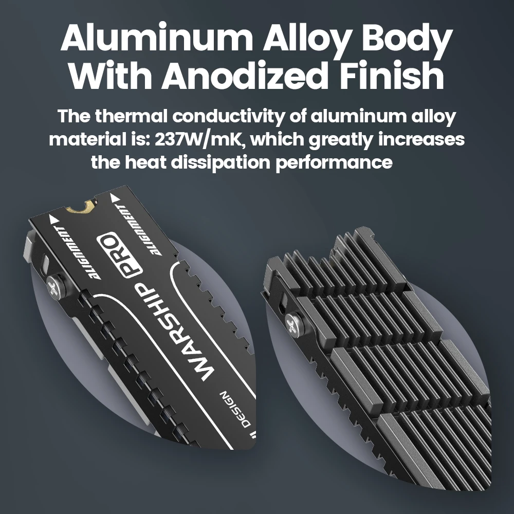 JEYI Cooler II 2280 SSD Heatsink M.2 NVME Radiator Magnesium Aluminum Alloy PC Efficient Radiator with Thermal Silicone Pad