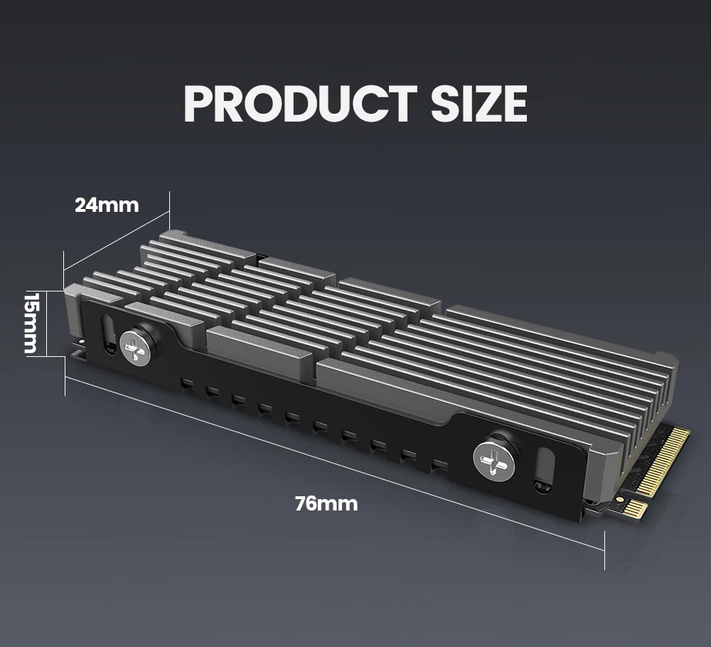 JEYI Cooler II 2280 SSD Heatsink M.2 NVME Radiator Magnesium Aluminum Alloy PC Efficient Radiator with Thermal Silicone Pad