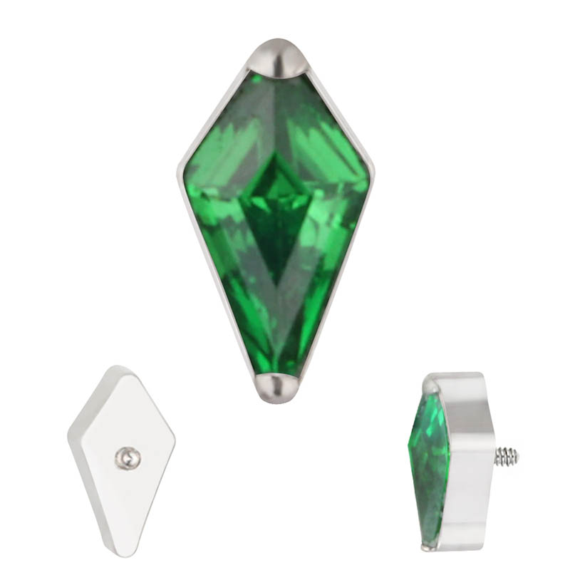 ASTM F136 Titanium rhombus EAR PIERC Zircon Paved Top Thread ear rings Cartilage Tragus Earrings Lip Stud Helix Piercing Jewelry