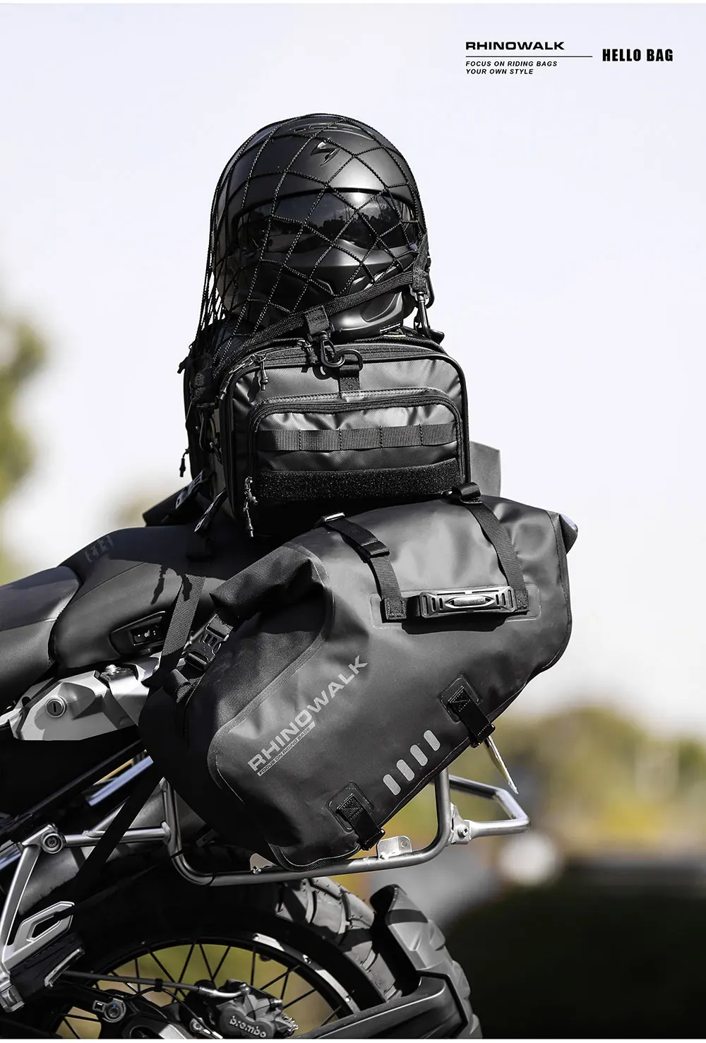Rhinowalk Motorcycle 8 Metal Or Plastic Hooks Helmet Holder Net Motorbike Luggage Net Holder Mesh Storage Trunk Bag Accessories