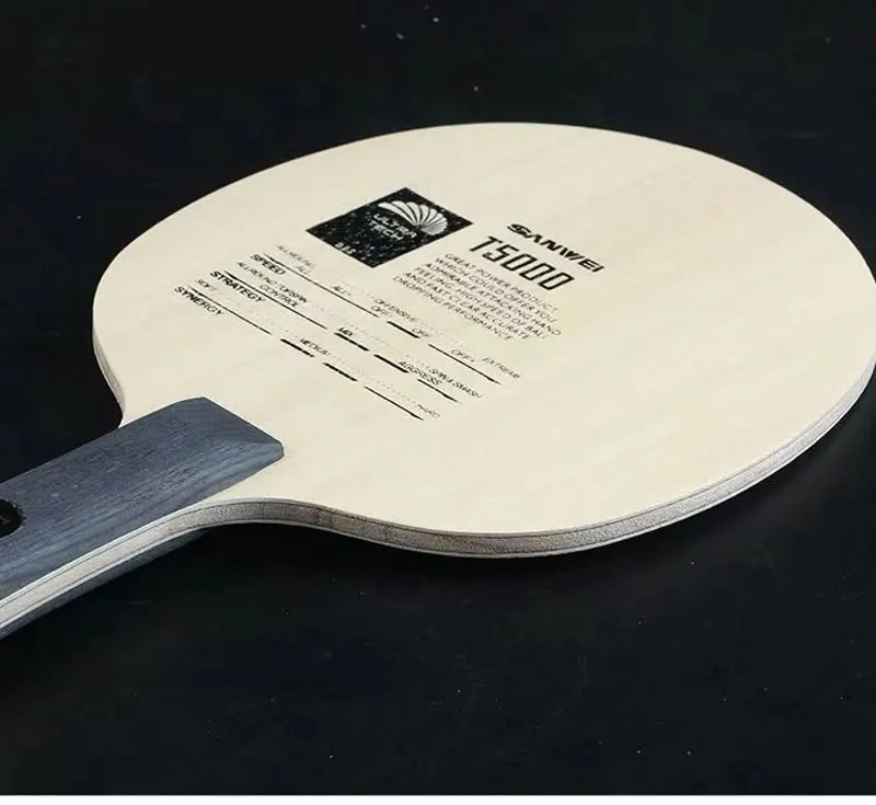 Original Sanwei T5000 Table Tennis Blade 5 Wood 2 Carbon Entry Intermediate Ping Pong Blade for Loop Drive with Fast Attack