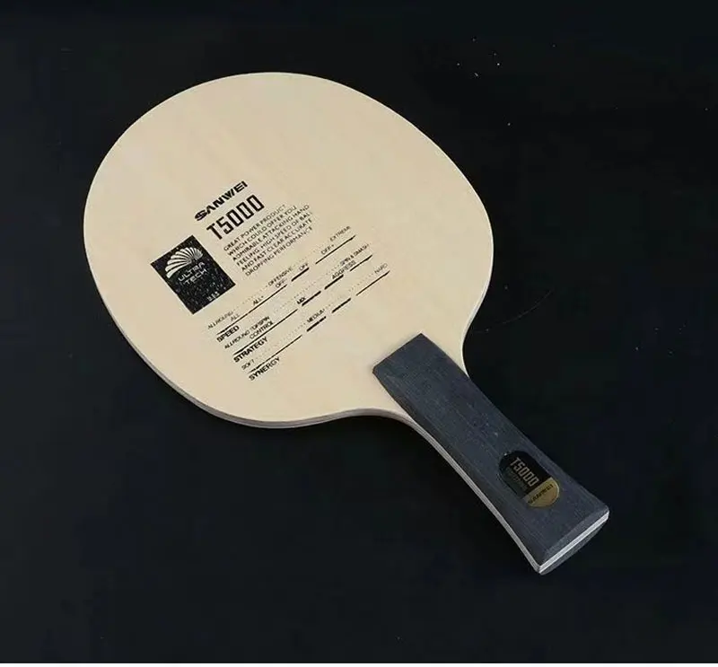 Original Sanwei T5000 Table Tennis Blade 5 Wood 2 Carbon Entry Intermediate Ping Pong Blade for Loop Drive with Fast Attack